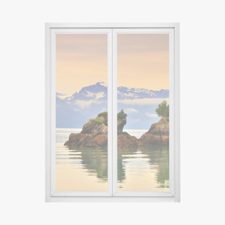 Fensteraufkleber ruhige inselspiegelungen bei sonnenuntergang – Pixers®