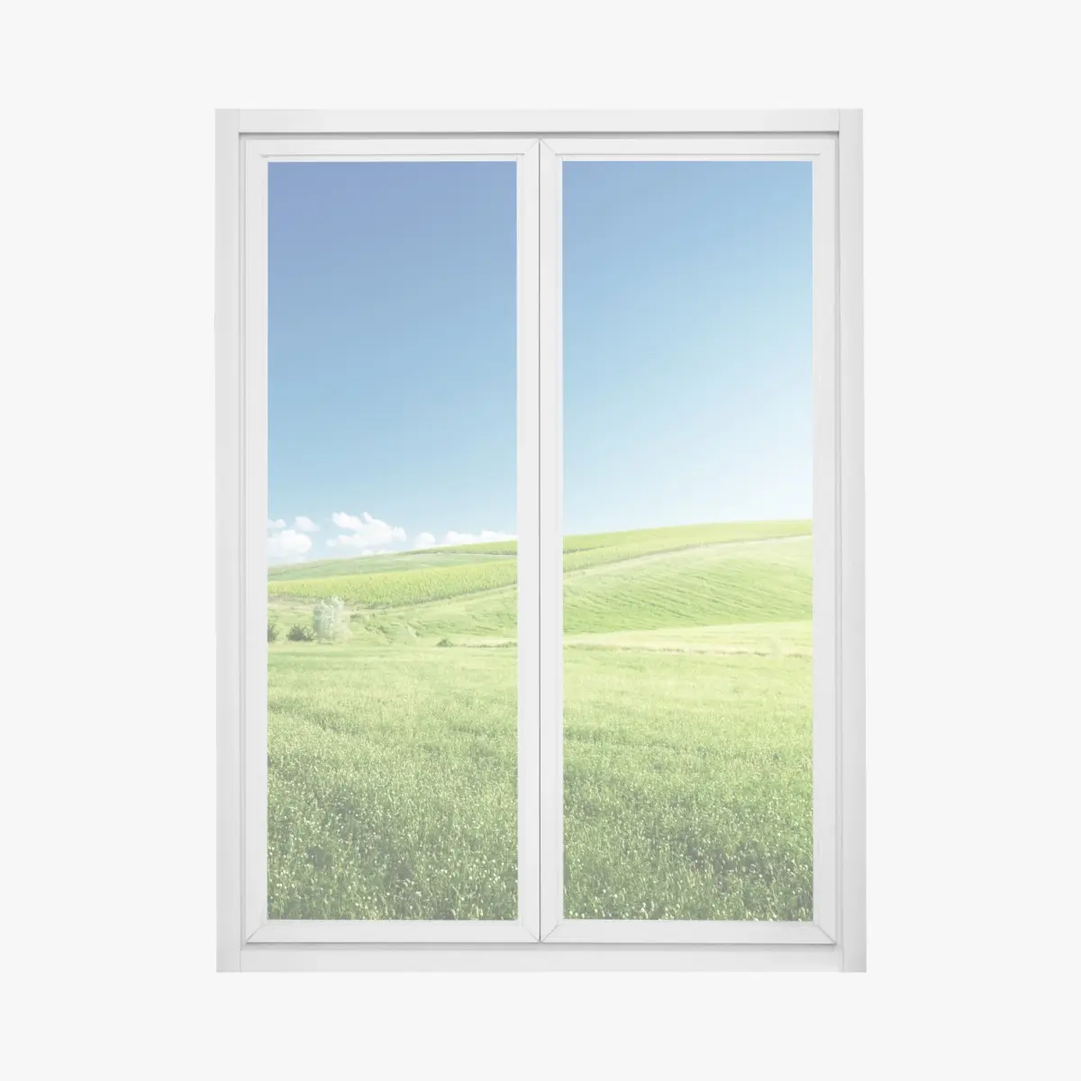 Fensteraufkleber ruhige grüne wiesenlandschaft – Pixers®