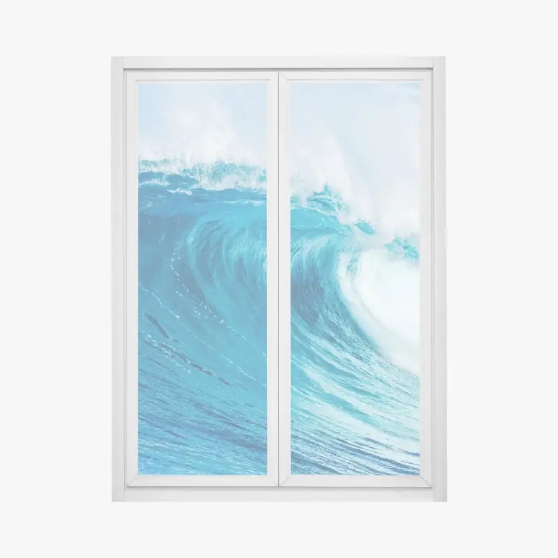 Fensteraufkleber majestätische blaue ozeanwelle