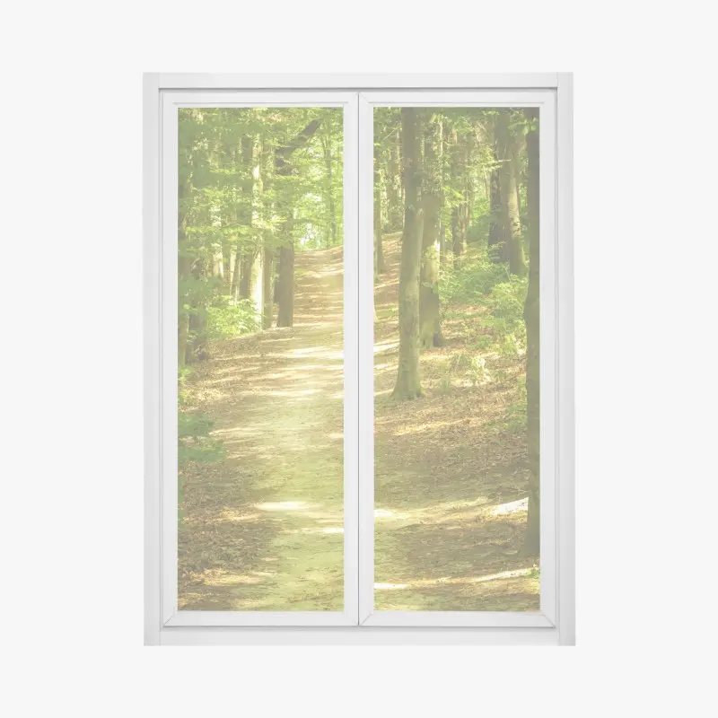 Fensteraufkleber sonniger waldpfad