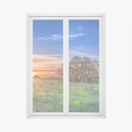 Fensteraufkleber Texas wiese mit bluebonnets im sonnenaufgang – Pixers®