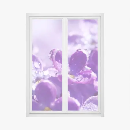 Fensteraufkleber lila fliederblüte mit tau – Pixers®