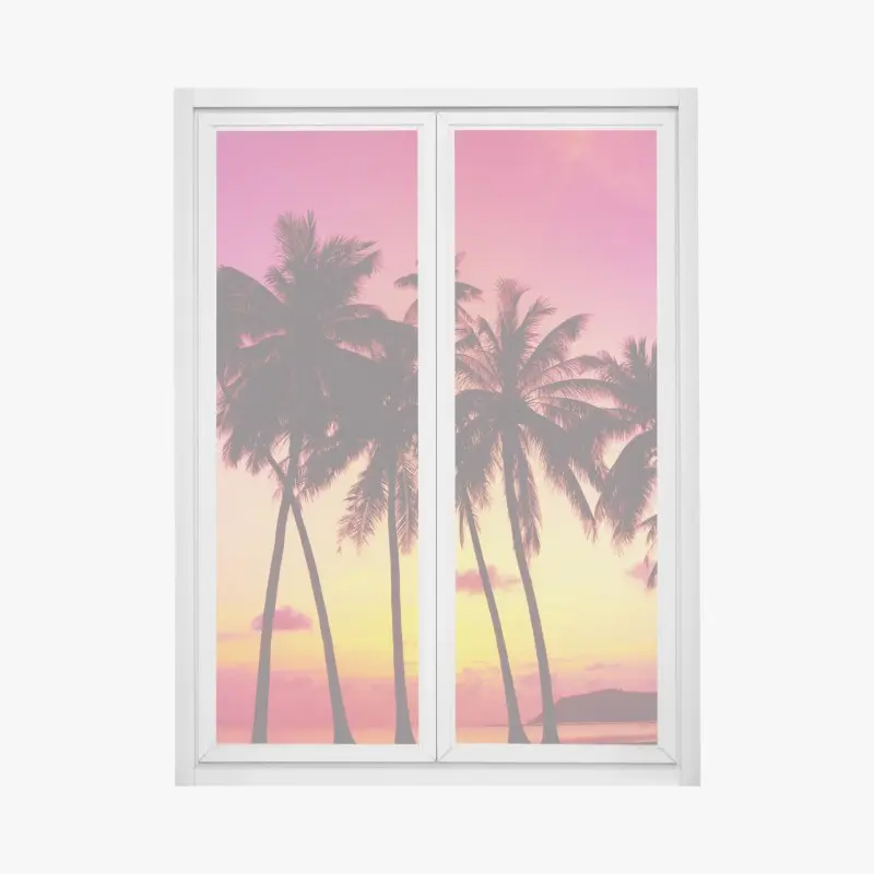Fensteraufkleber tropischer sonnenuntergang mit palmen, Thailand