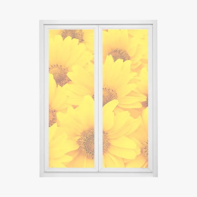 Fensteraufkleber leuchtende gelbe sonnenblumen in nahaufnahme