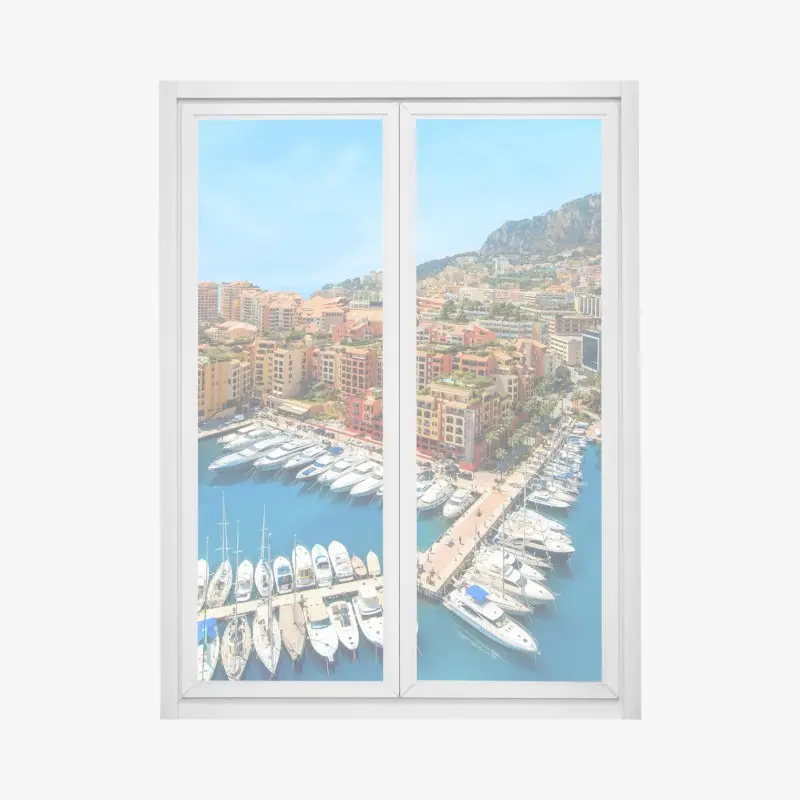 Fensteraufkleber sonnige marina und küstenstadt