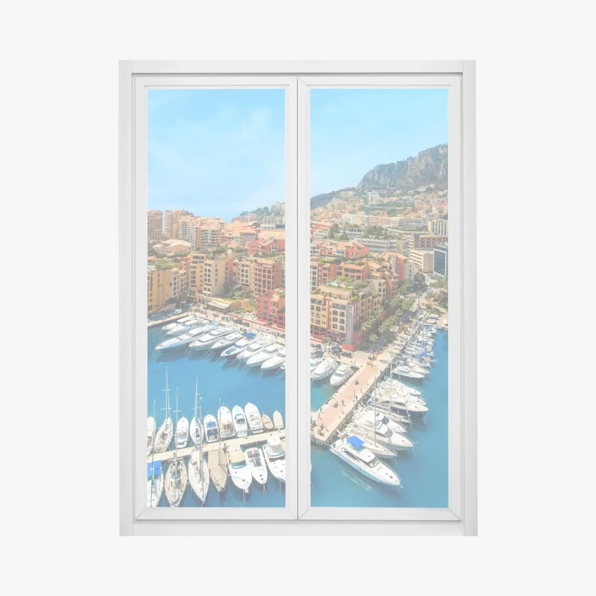 Fensteraufkleber sonnige marina und küstenstadt – Pixers®