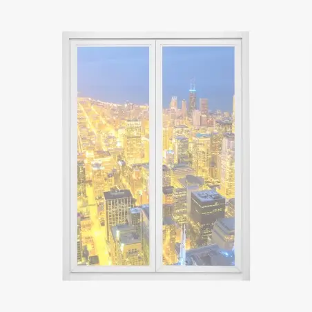 Fensteraufkleber luftaufnahme der nächtlichen skyline von Chicago – Pixers®
