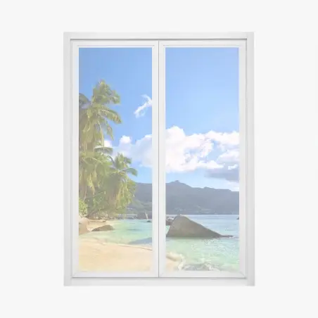 Fensteraufkleber tropischer strand auf Mahé – Pixers®