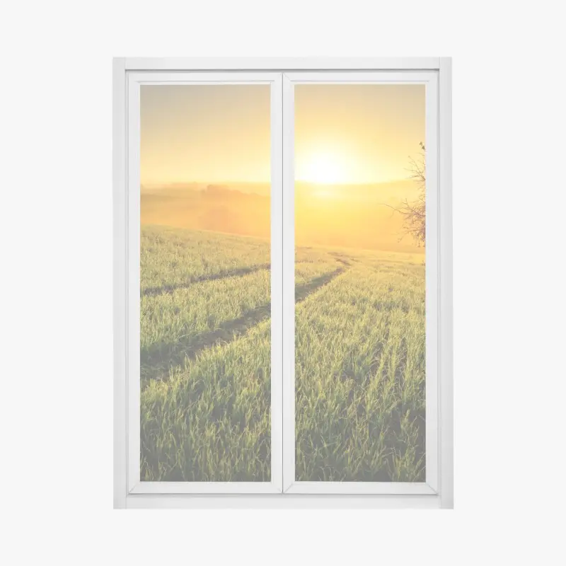 Fensteraufkleber sonnenbeschienene wiese im frühlicht