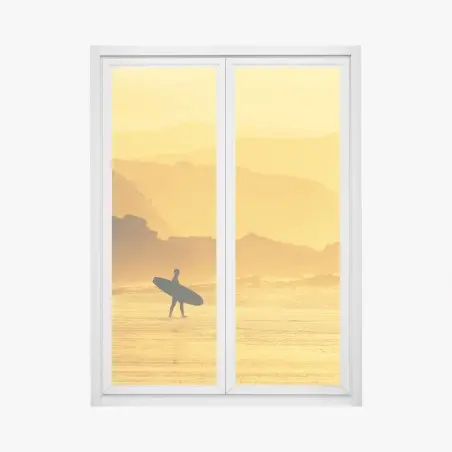 Fensteraufkleber surfer im goldenen sonnenuntergang – Pixers®