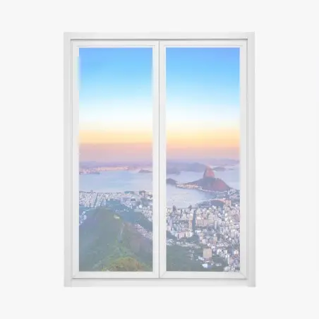 Fensteraufkleber panorama von Rio de Janeiro bei sonnenuntergang – Pixers®