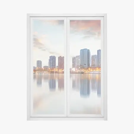 Fensteraufkleber Paris skyline bei sonnenuntergang mit Eiffelturm – Pixers®