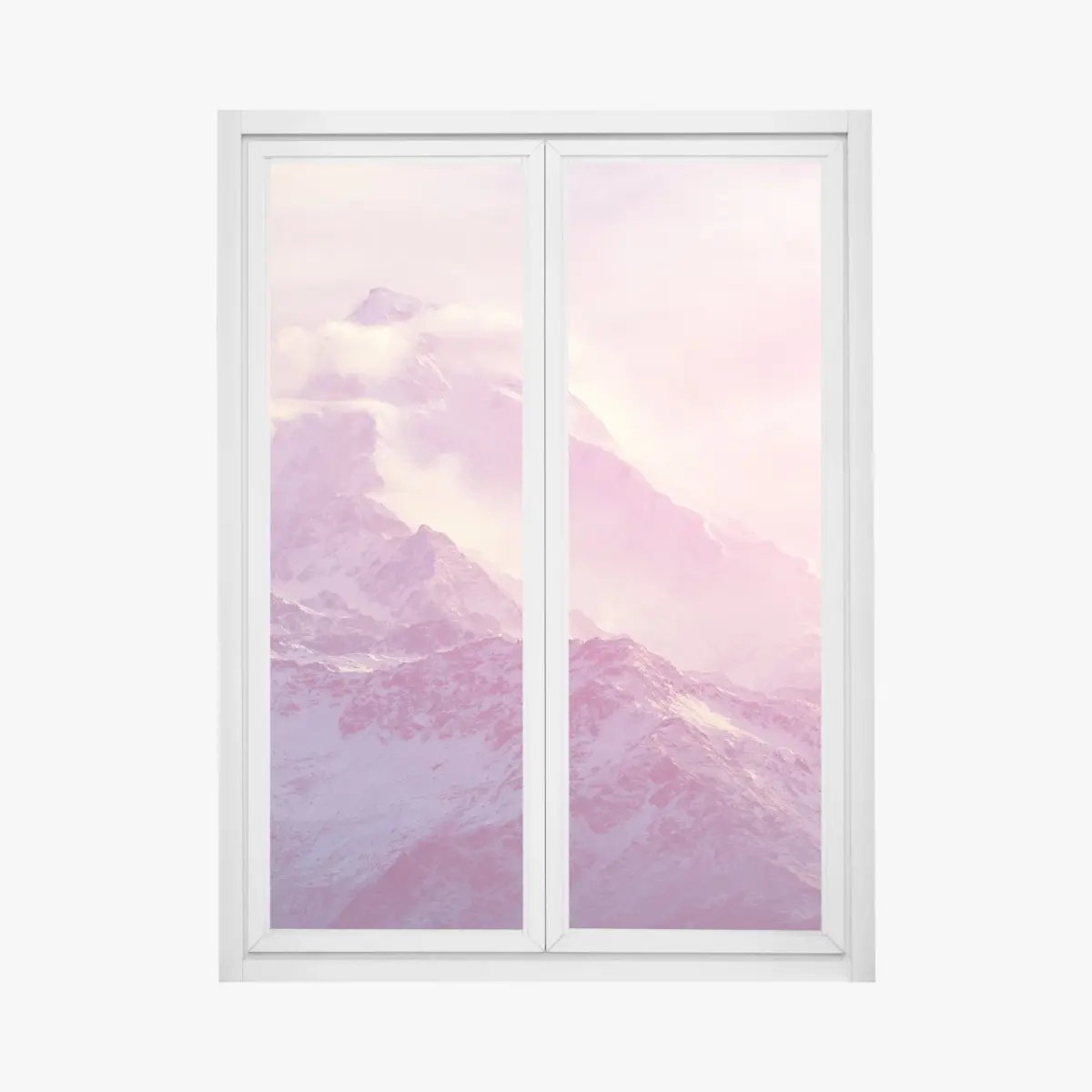 Fensteraufkleber pastellfarbener sonnenaufgang über den bergen – Pixers®