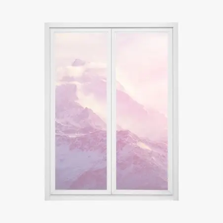 Fensteraufkleber pastellfarbener sonnenaufgang über den bergen – Pixers®