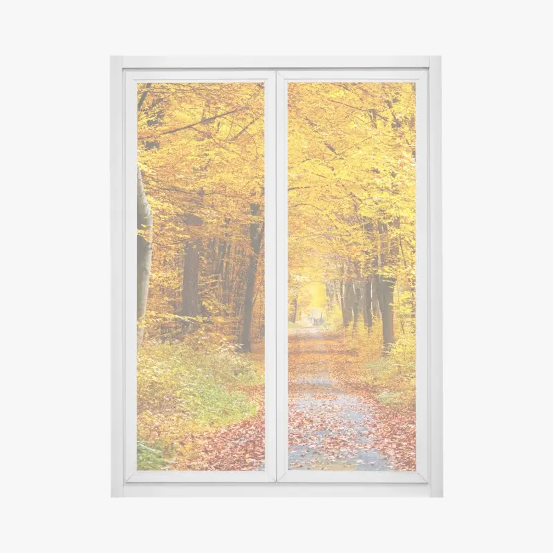Fensteraufkleber goldener herbstwald pfad