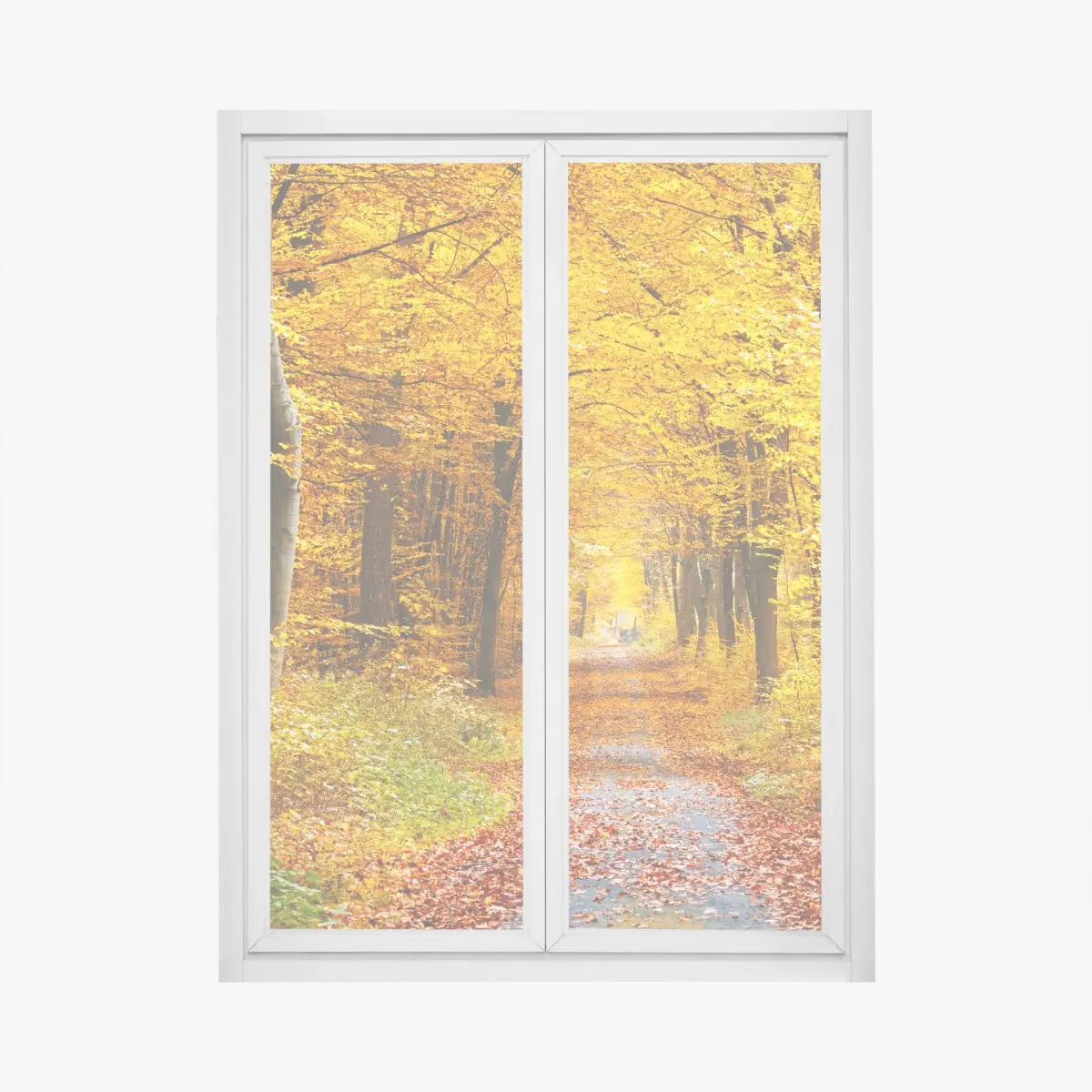 Fensteraufkleber goldener herbstwald pfad – Pixers®