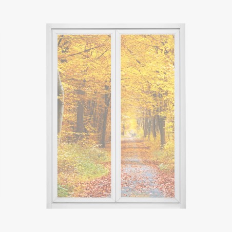 Fensteraufkleber goldener herbstwald pfad – Pixers®