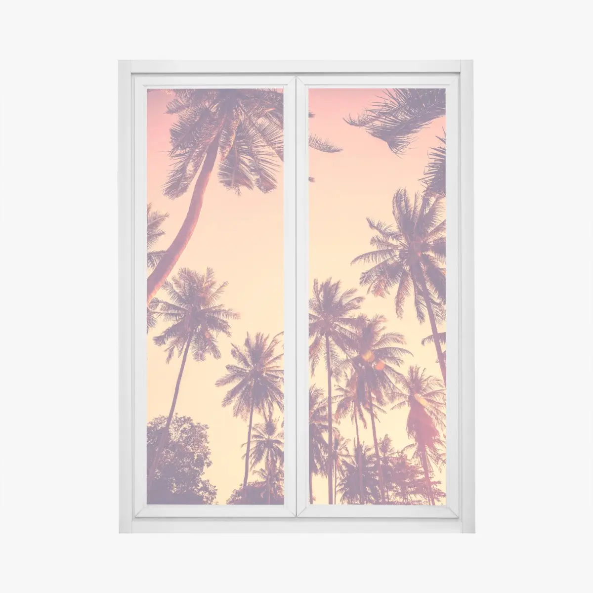 Fensteraufkleber vintage tropischer sonnenuntergang mit palmen – Pixers®