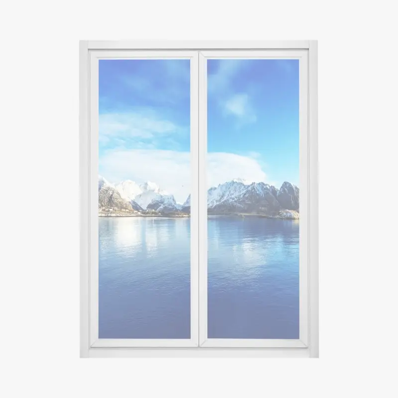 Fensteraufkleber ruhige winterliche fjordlandschaft in Reine, Lofoten