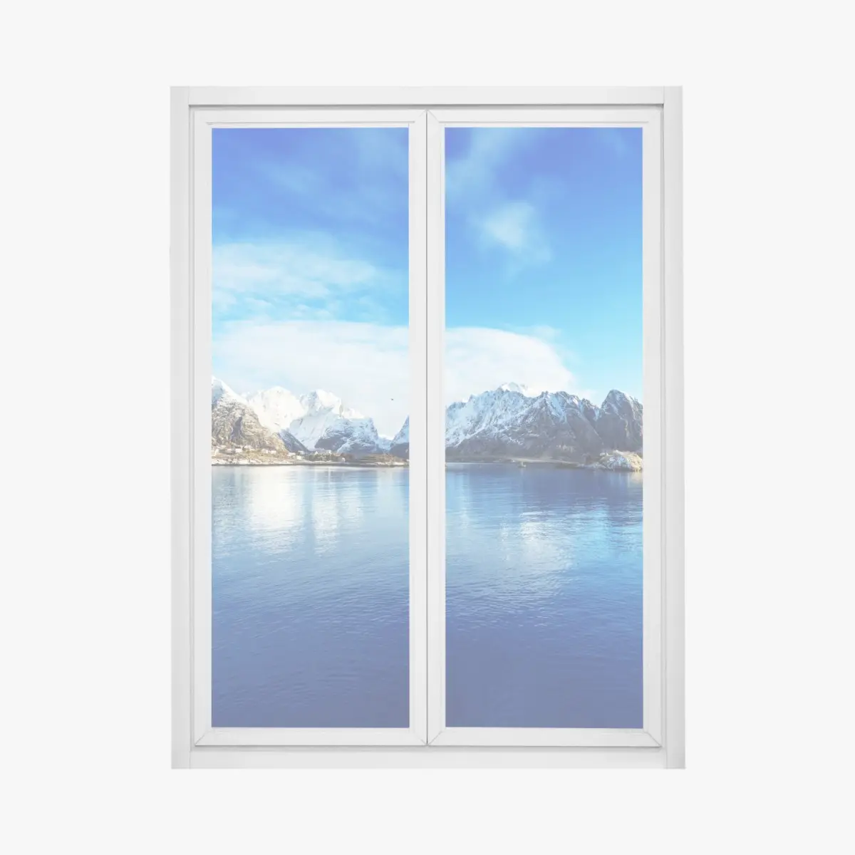 Fensteraufkleber ruhige winterliche fjordlandschaft in Reine, Lofoten – Pixers®