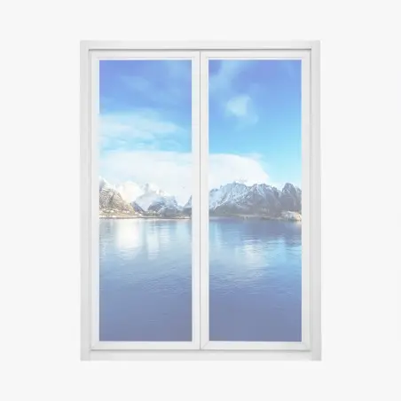Fensteraufkleber ruhige winterliche fjordlandschaft in Reine, Lofoten – Pixers®