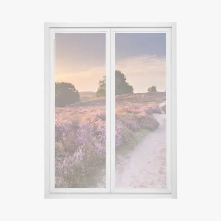 Fensteraufkleber Posbank bei sonnenaufgang über blühender heide – Pixers®
