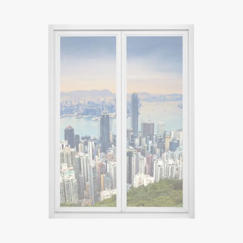 Fensteraufkleber Hong Kong stadtpanorama bei dämmerung