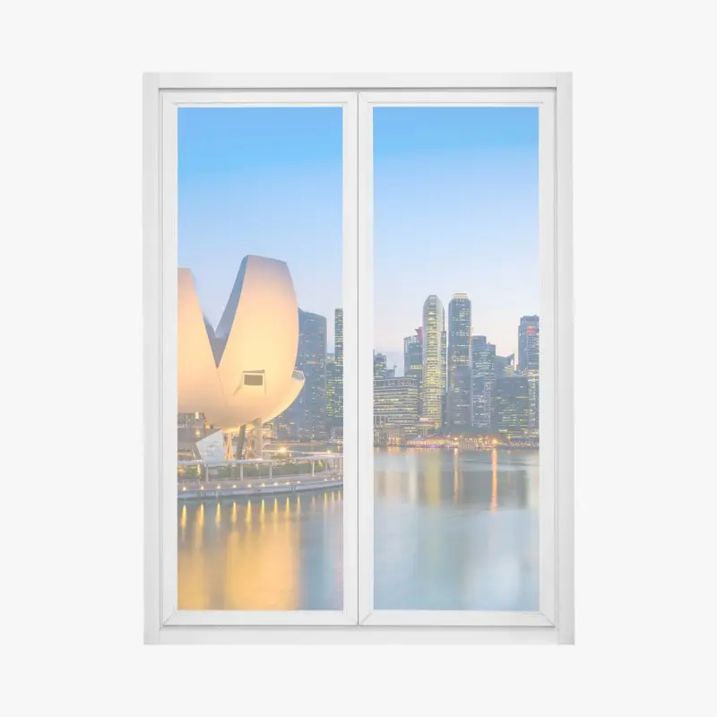 Fensteraufkleber Singapur skyline bei dämmerung