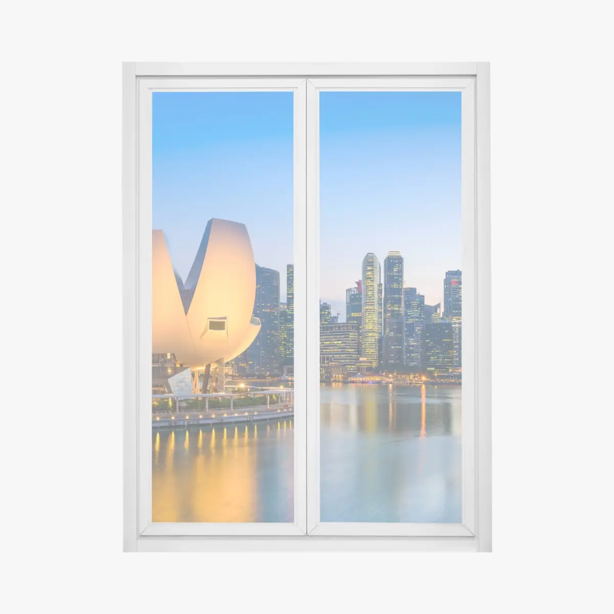 Fensteraufkleber Singapur skyline bei dämmerung – Pixers®