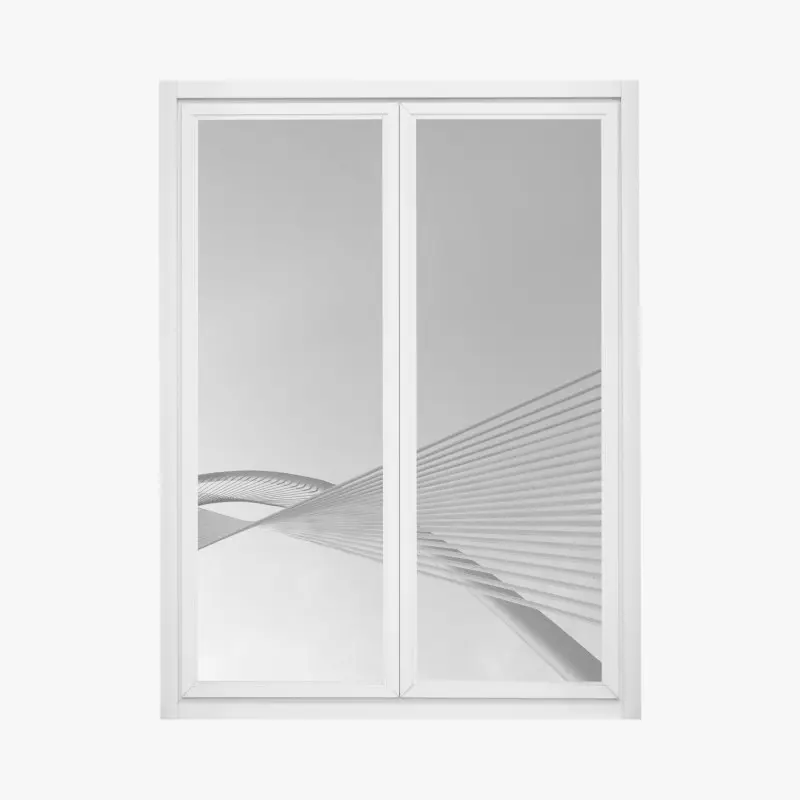 Fensteraufkleber monochrome brücke mit geometrischen linien