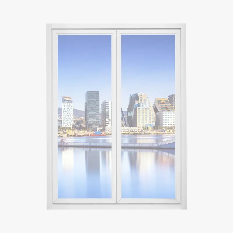 Fensteraufkleber moderne ufer skyline mit spiegelungen