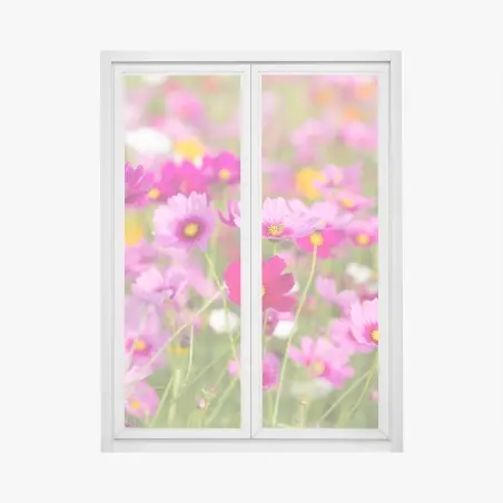 Fensteraufkleber rosa kosmeenwiese in blüte – Pixers®