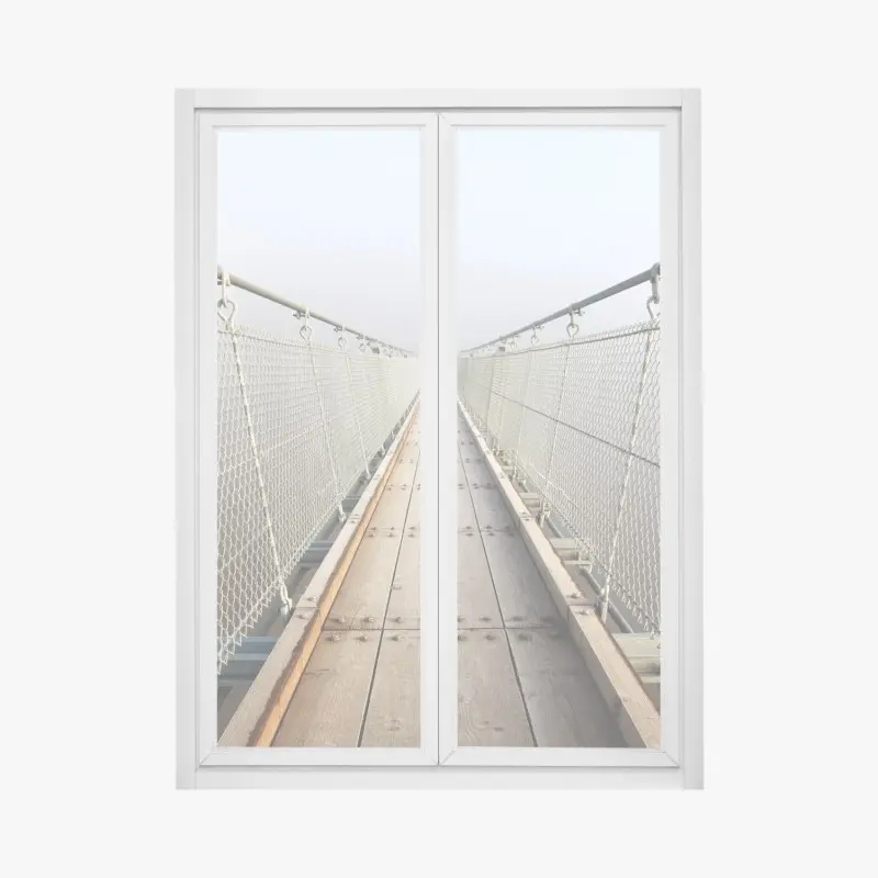 Fensteraufkleber neblige hängebrücke die in den nebel führt