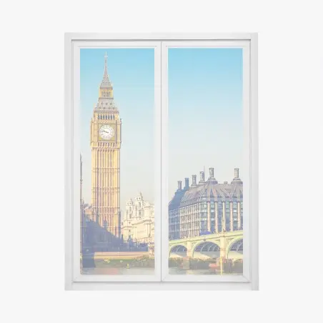 Fensteraufkleber London mit Big Ben und Westminster Bridge – Pixers®