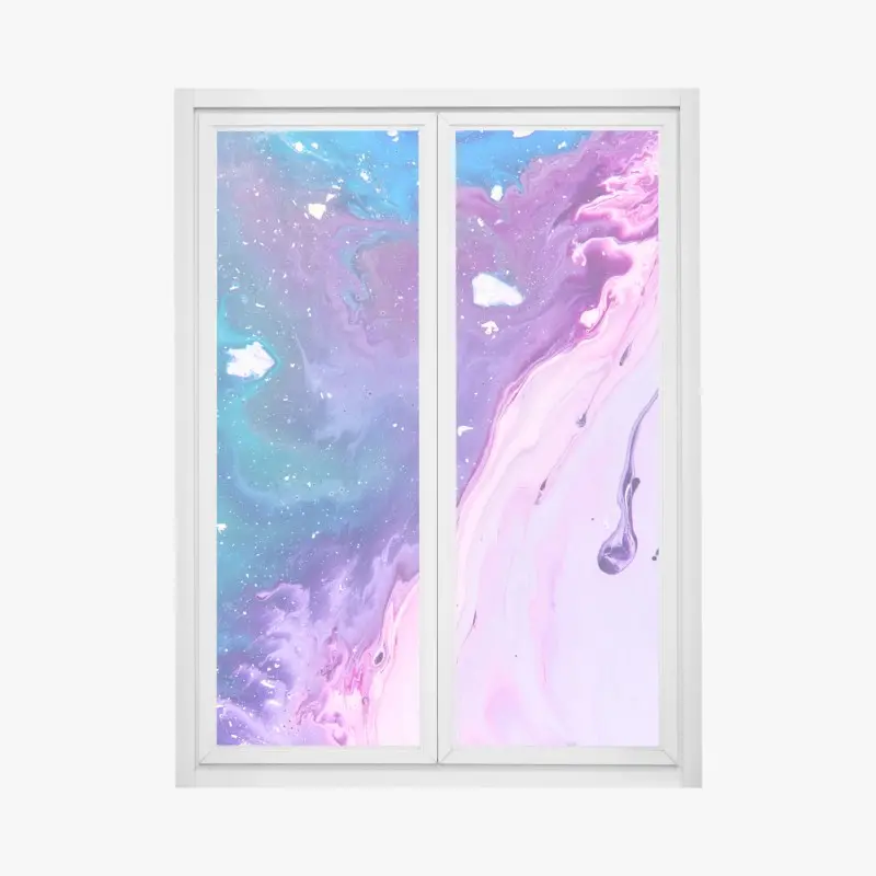 Fensteraufkleber lebendige blau-violette abstrakte acrylmalerei