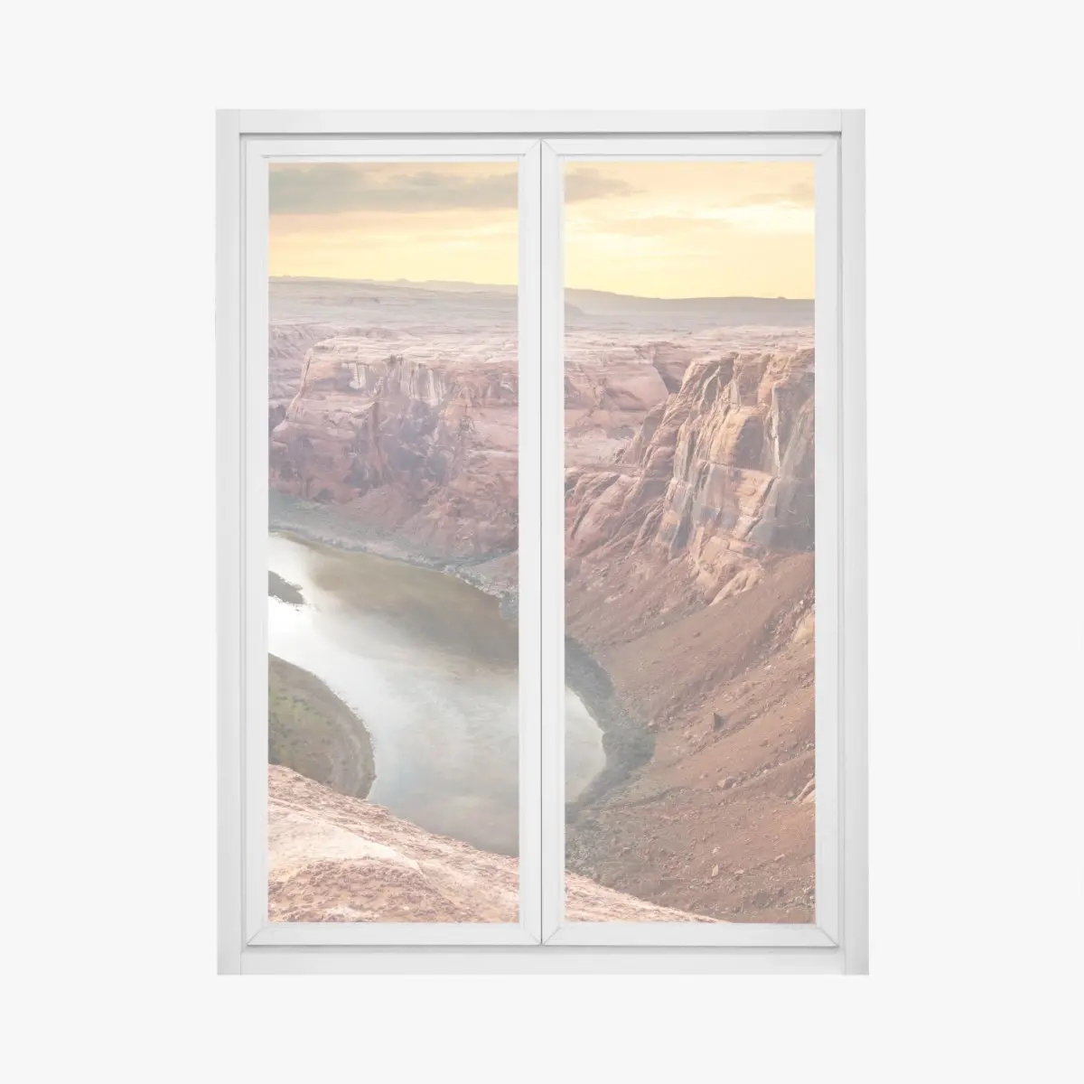 Fensteraufkleber sonnenbeschienener canyon bei Horseshoe Bend, Colorado River – Pixers®
