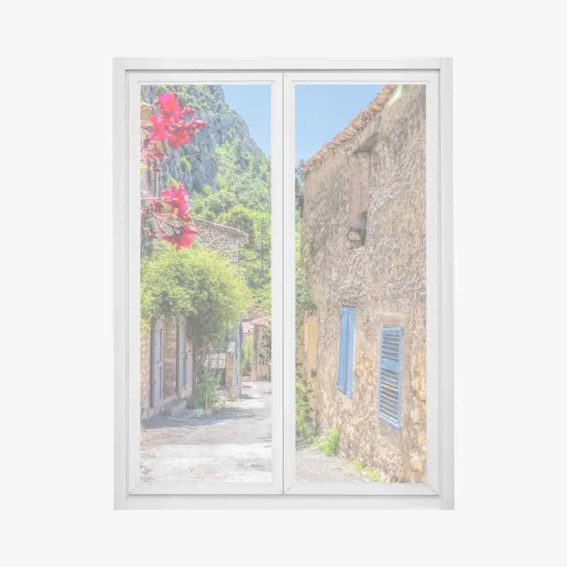 Fensteraufkleber Moustiers Sainte Marie reizvolle Dorfstraße in Provence