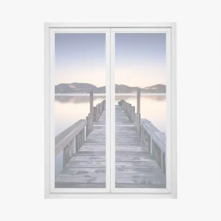 Fensteraufkleber hölzerner steg bei Versilia Massaciuccoli, Toskana – Pixers®