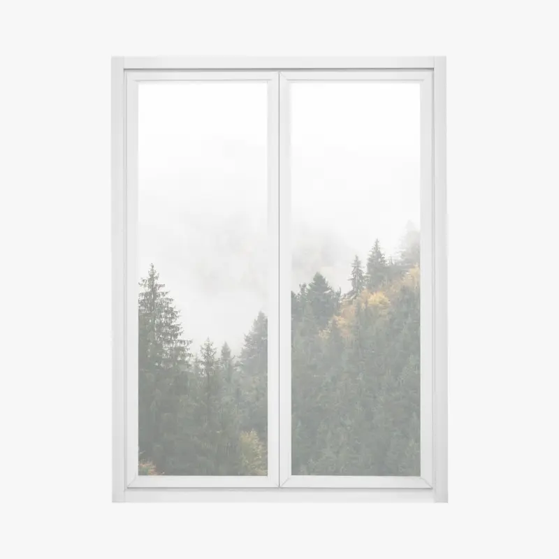 Fensteraufkleber nebliger bergwald im dunst