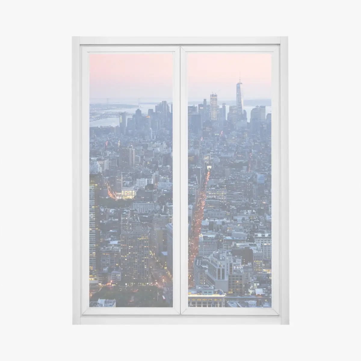 Fensteraufkleber sonnenuntergang über Manhattan skyline – Pixers®