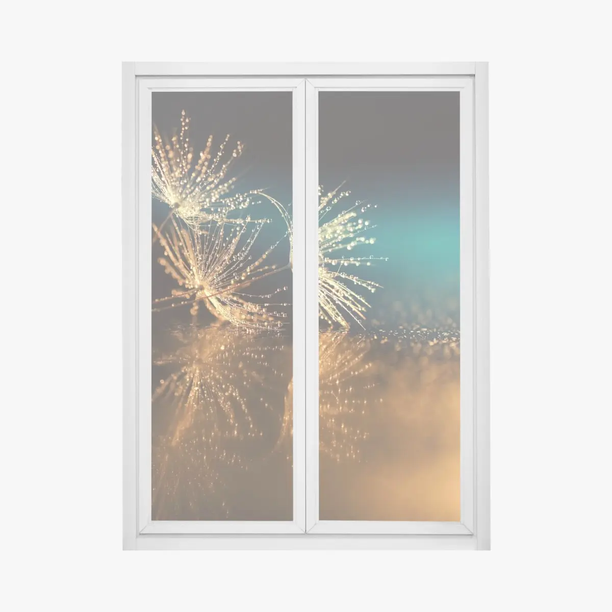 Fensteraufkleber goldene reflexion von löwenzahnsamen – Pixers®