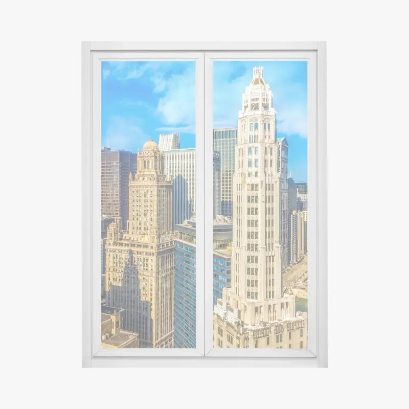 Fensteraufkleber Chicago skyline über dem fluss