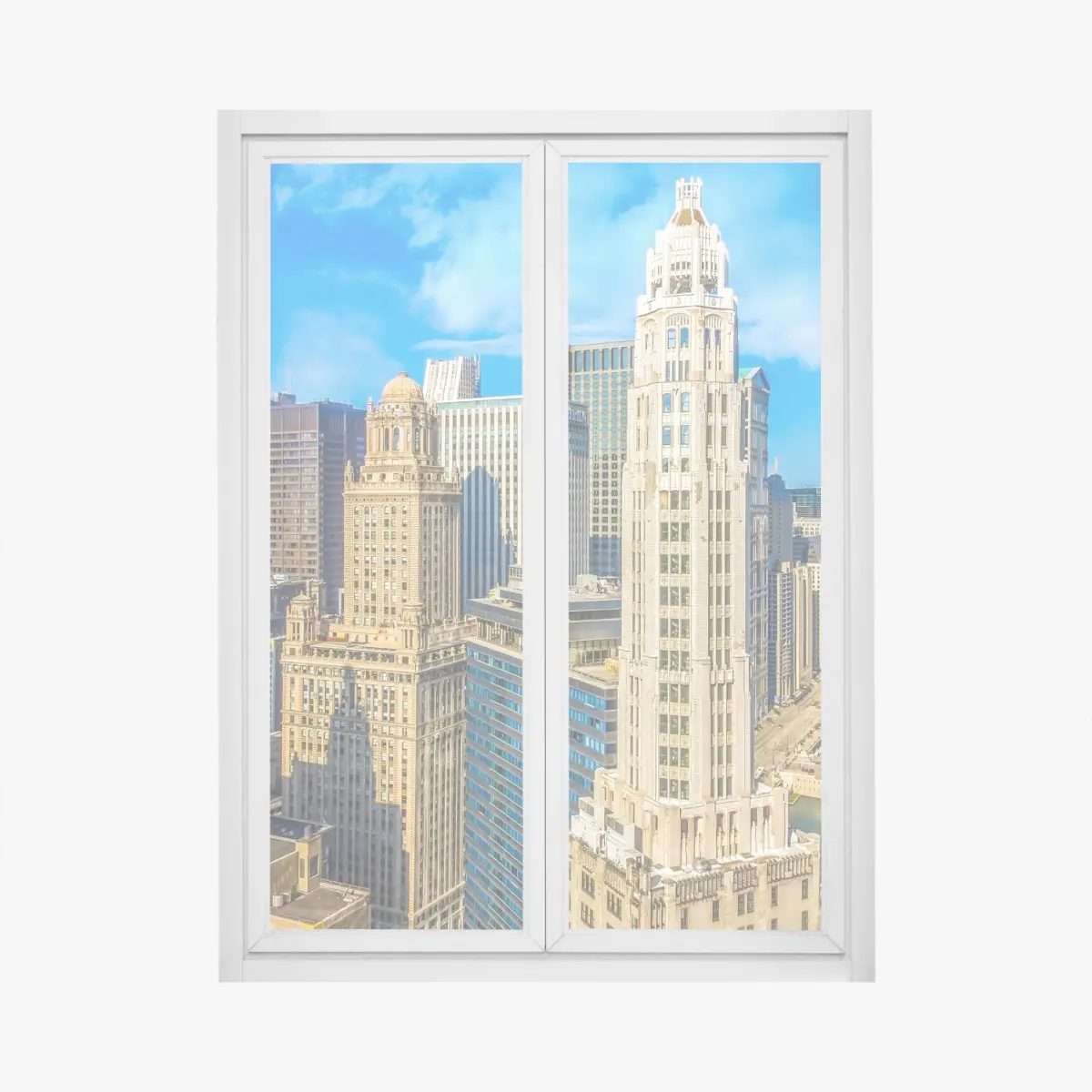 Fensteraufkleber Chicago skyline über dem fluss – Pixers®
