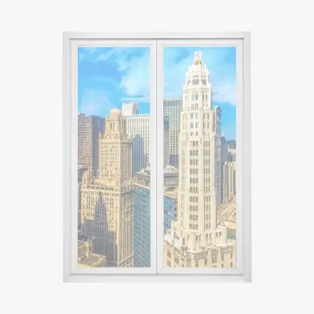 Fensteraufkleber Chicago skyline über dem fluss – Pixers®