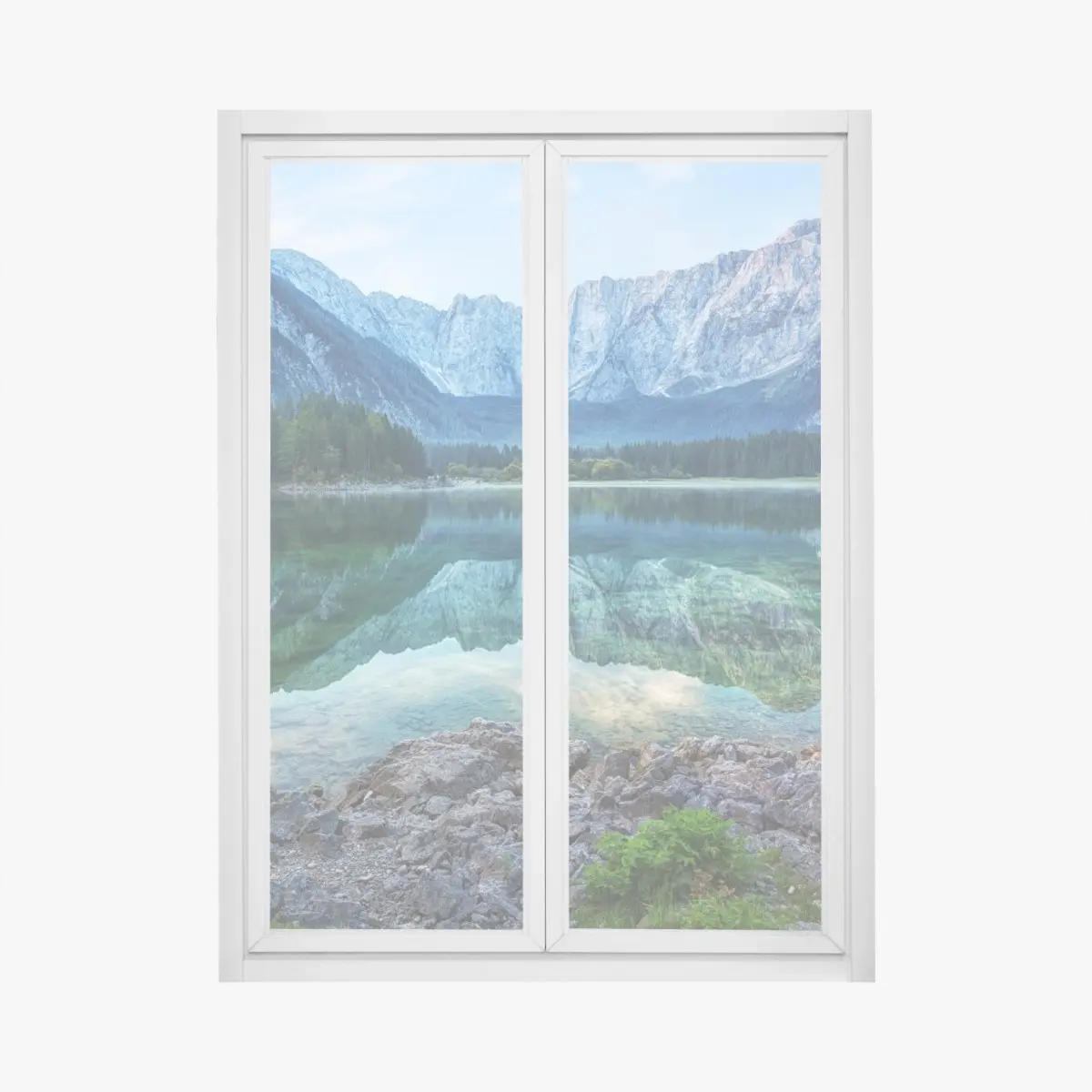 Fensteraufkleber früher morgen am See Fusine, Julische Alpen – Pixers®