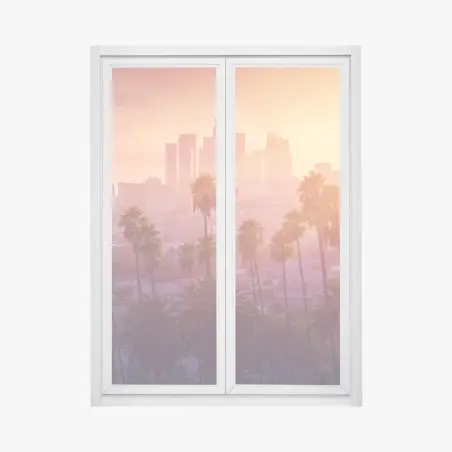 Fensteraufkleber Los Angeles goldener sonnenuntergang über der skyline – Pixers®