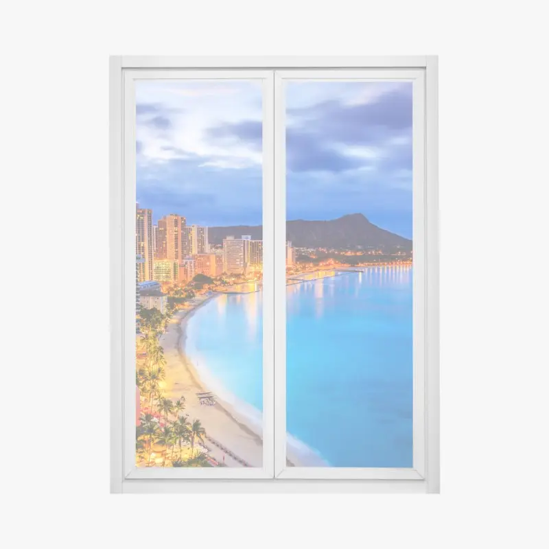 Fensteraufkleber Honolulu skyline bei dämmerung