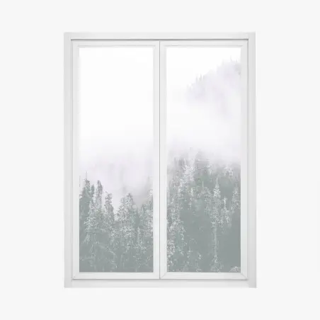 Fensteraufkleber nebliger immergrüner wald – Pixers®