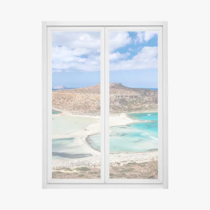 Fensteraufkleber türkise lagune mit insel und sandstrand