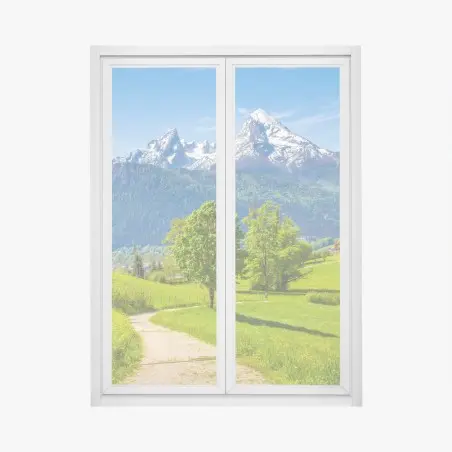 Fensteraufkleber ruhige alpenwiese mit berggipfeln – Pixers®